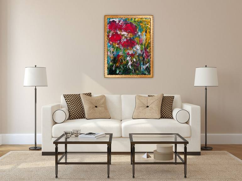 Original Abstract Floral Painting by Natalya Mougenot