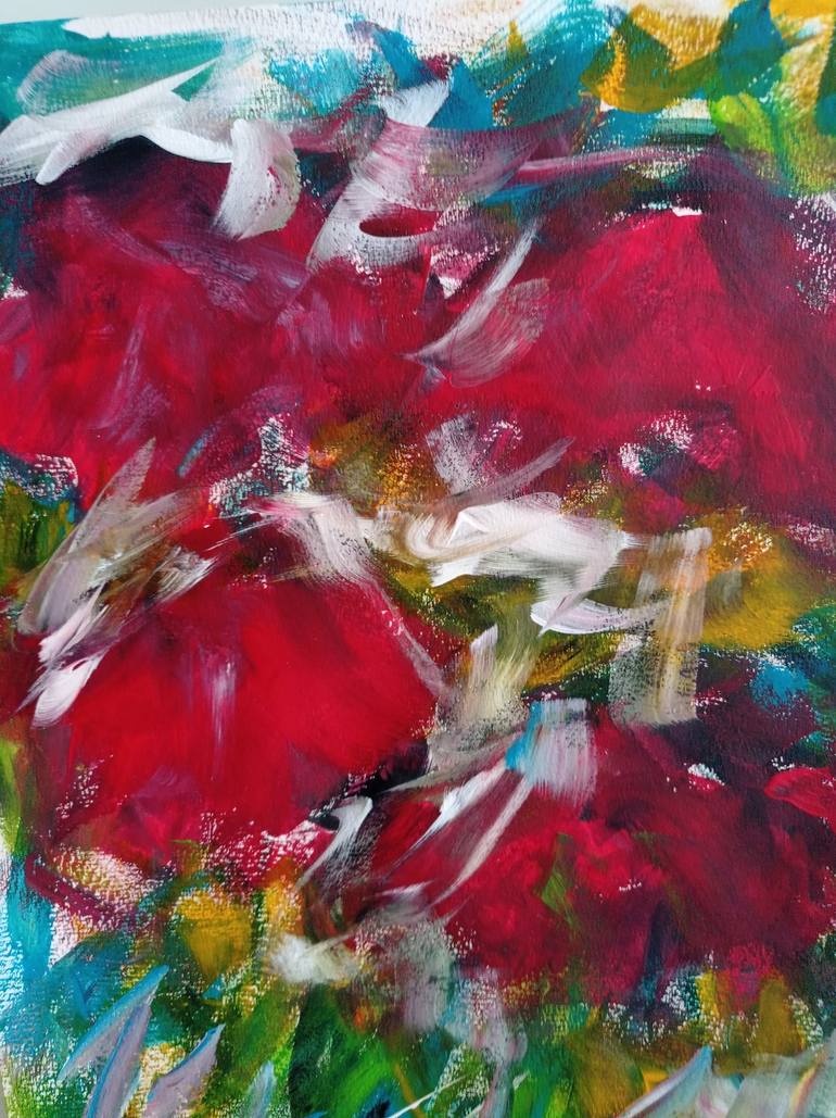 Original Abstract Floral Painting by Natalya Mougenot