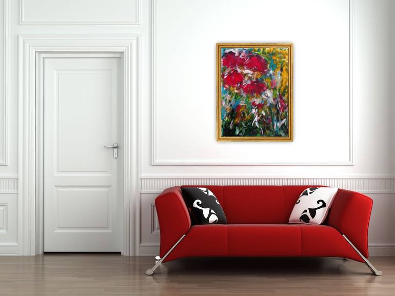 Original Abstract Floral Painting by Natalya Mougenot