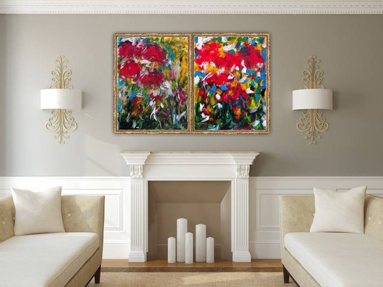 Original Abstract Floral Painting by Natalya Mougenot