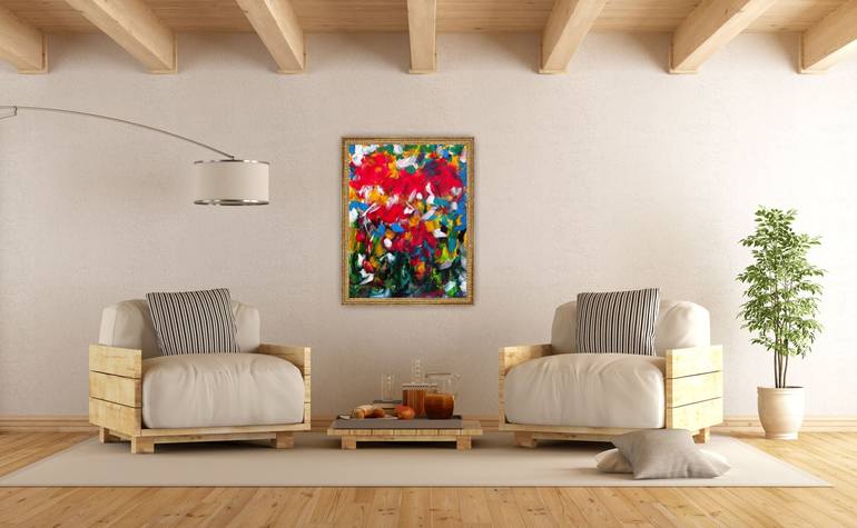 Original Abstract Floral Painting by Natalya Mougenot