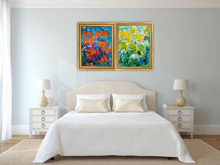 Original Abstract Floral Painting by Natalya Mougenot