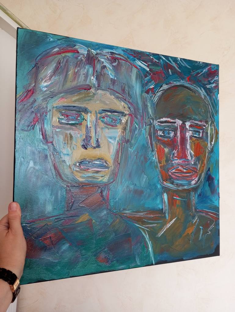 Original Abstract Expressionism Men Painting by Natalya Mougenot