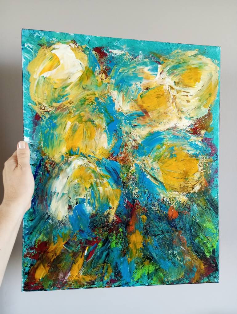 Original Abstract Floral Painting by Natalya Mougenot