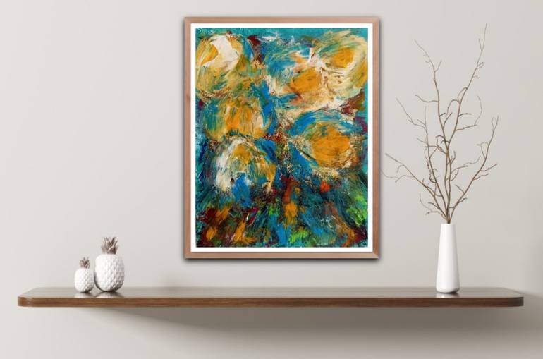 Original Abstract Floral Painting by Natalya Mougenot