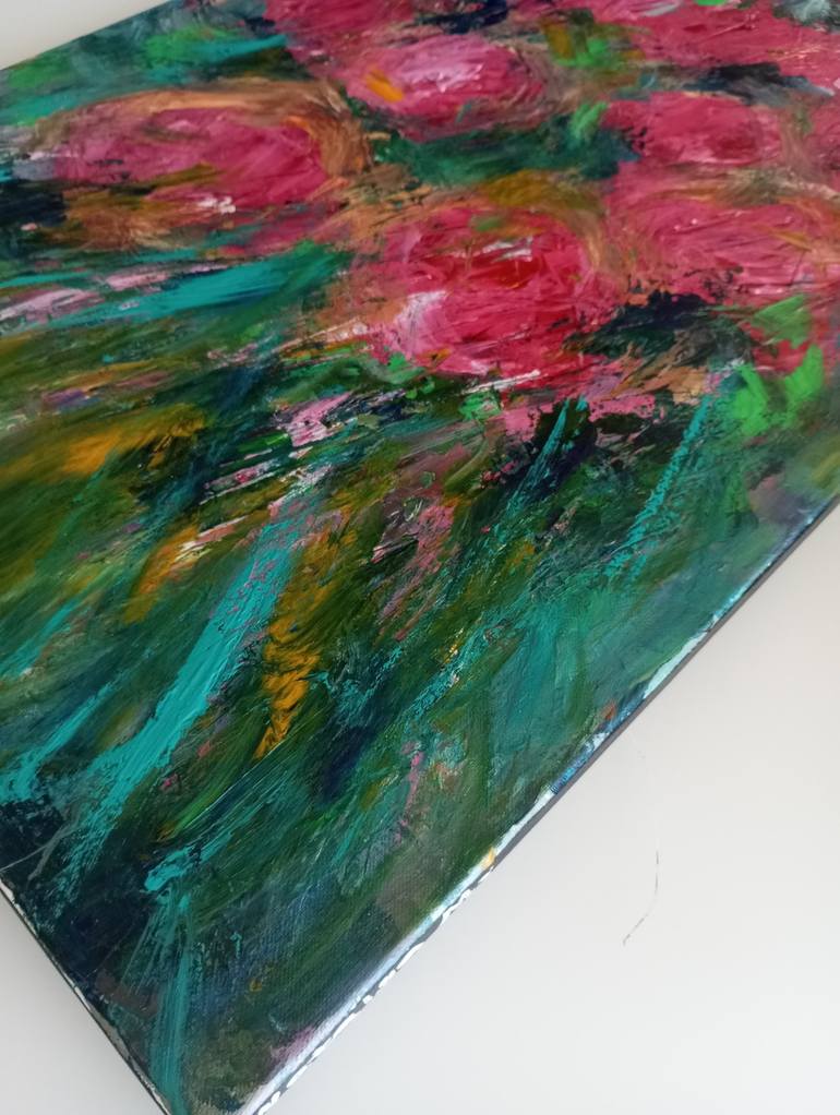 Original Abstract Floral Painting by Natalya Mougenot