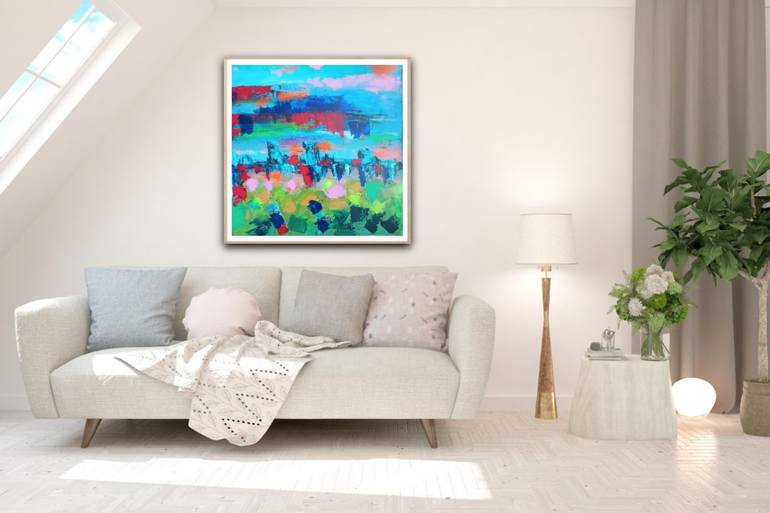 Original Abstract Cities Painting by Natalya Mougenot