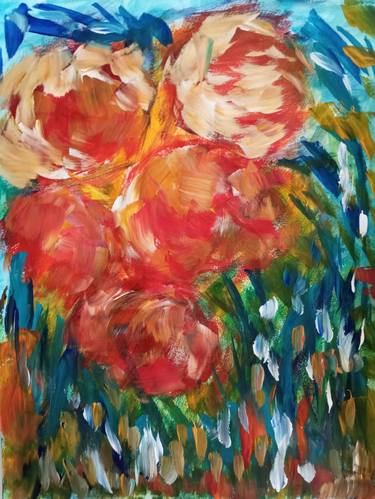 Original Abstract Floral Paintings by Natalya Mougenot