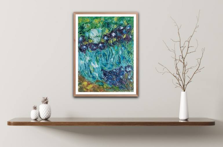 Original Abstract Expressionism Garden Painting by Natalya Mougenot