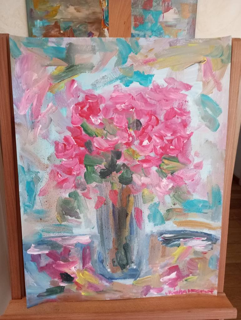 Original Abstract Expressionism Floral Painting by Natalya Mougenot