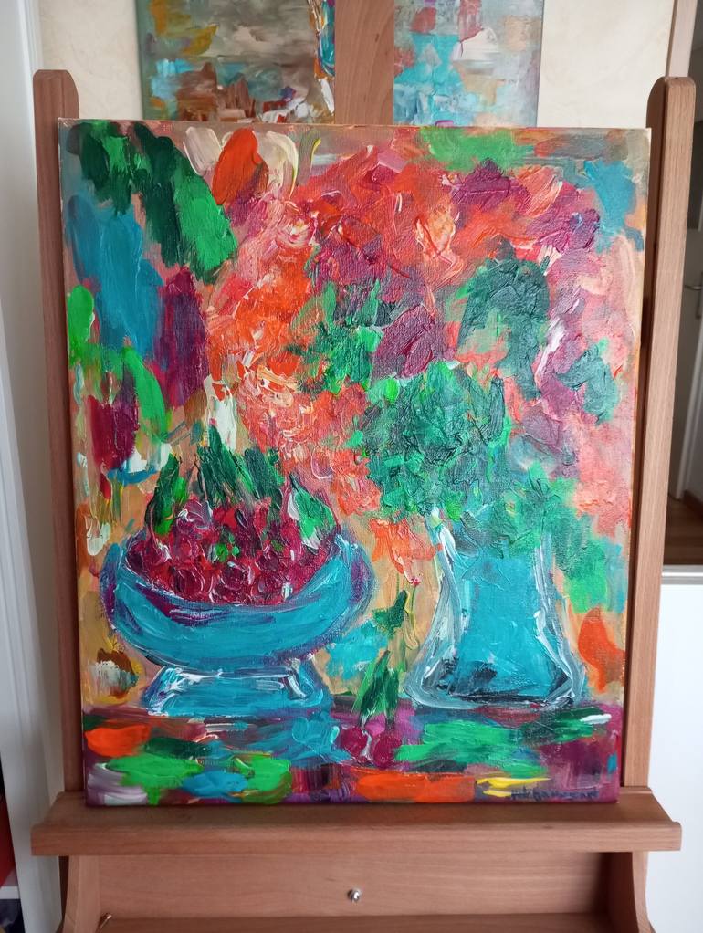 Original Abstract Expressionism Floral Painting by Natalya Mougenot