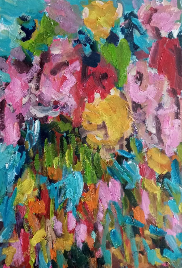 Original Floral Painting by Natalya Mougenot | Abstract Expressionism Art on Canvas | Through the prism of colors