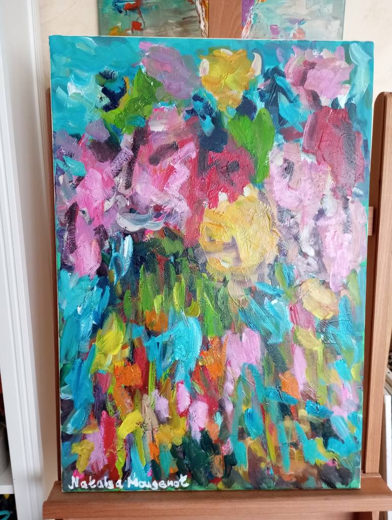 Original Abstract Expressionism Floral Painting by Natalya Mougenot