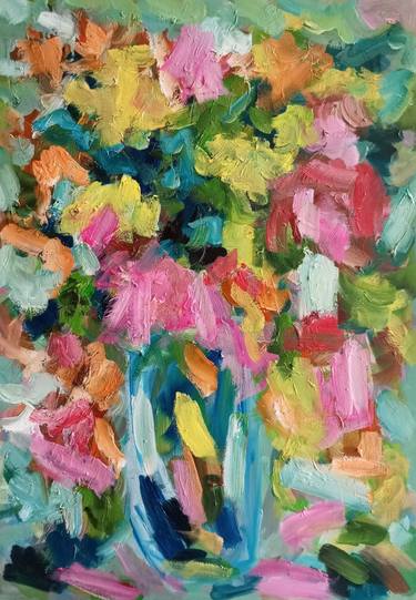 Original Abstract Expressionism Floral Paintings by Natalya Mougenot