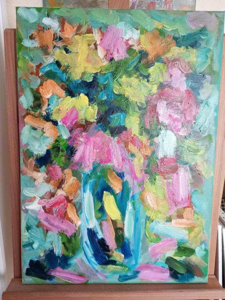 Original Abstract Expressionism Floral Painting by Natalya Mougenot