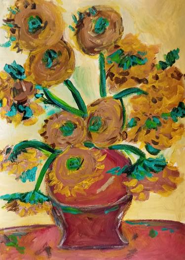 Sunflowers in a terracotta vase thumb