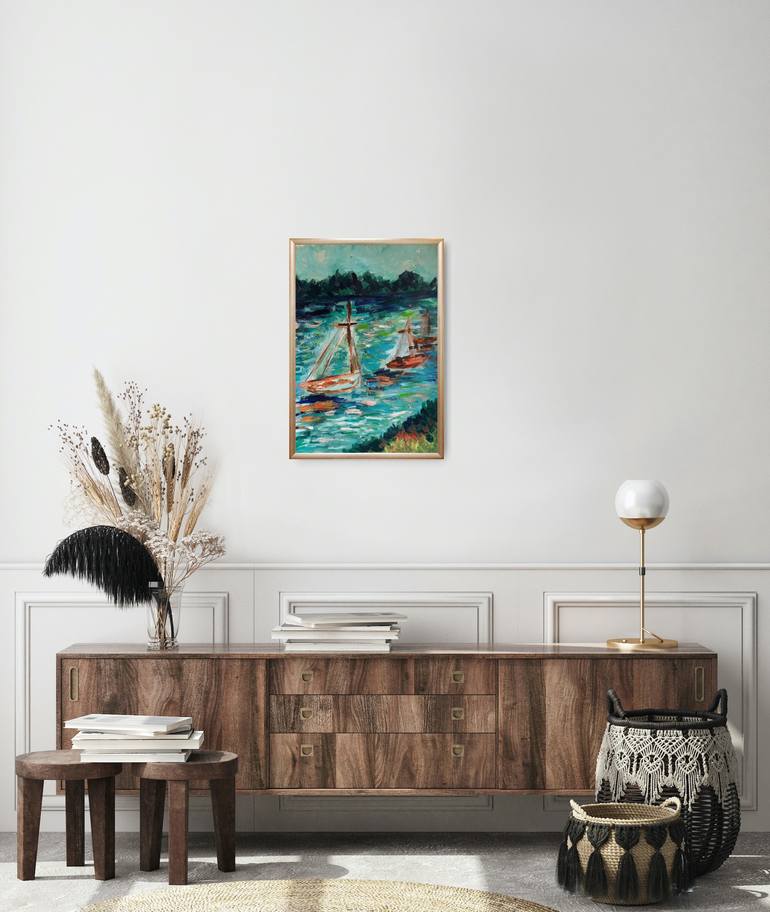 Original Abstract Expressionism Seascape Painting by Natalya Mougenot