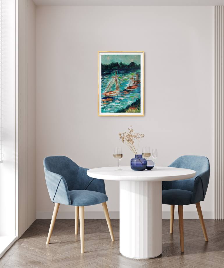 Original Abstract Expressionism Seascape Painting by Natalya Mougenot