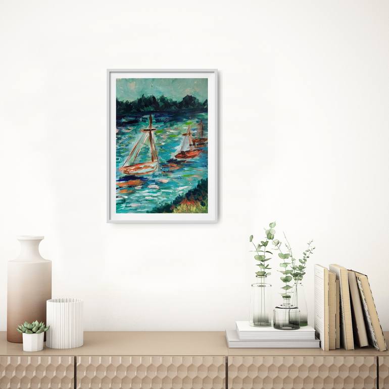 Original Abstract Expressionism Seascape Painting by Natalya Mougenot