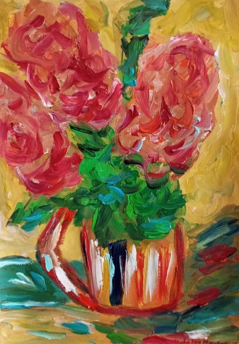 Original Abstract Expressionism Floral Paintings by Natalya Mougenot