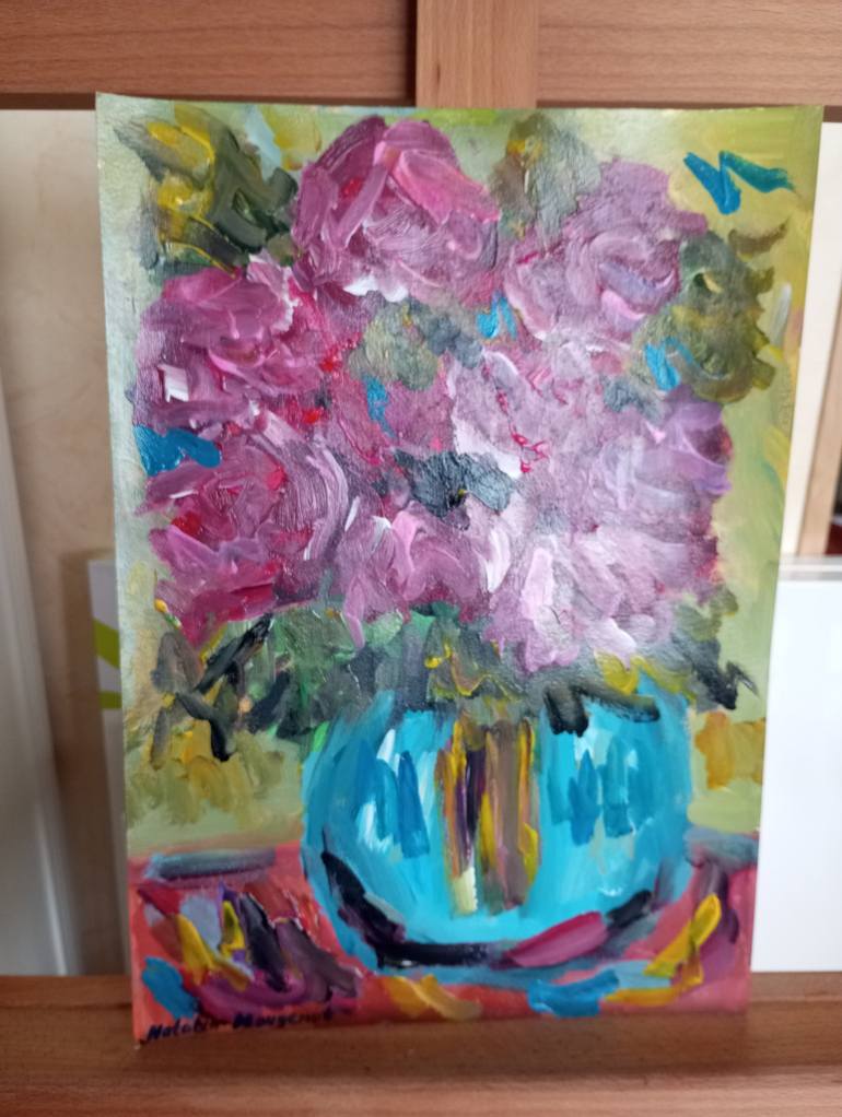 Original Abstract Expressionism Floral Painting by Natalya Mougenot