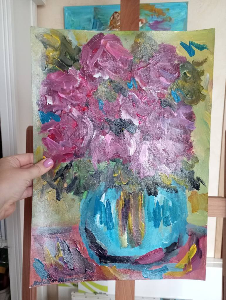 Original Abstract Expressionism Floral Painting by Natalya Mougenot