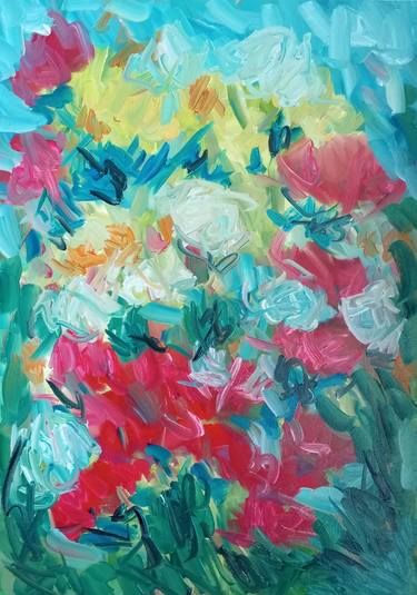 Original Abstract Expressionism Floral Paintings by Natalya Mougenot