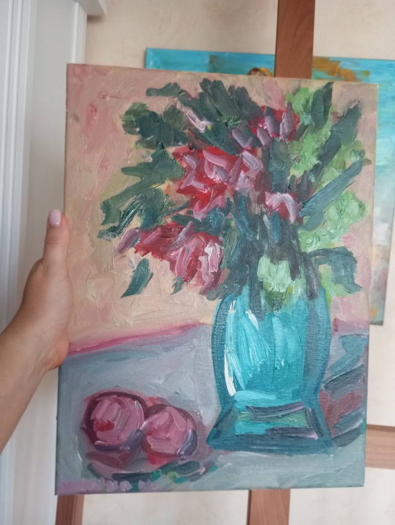 Original Abstract Expressionism Floral Painting by Natalya Mougenot