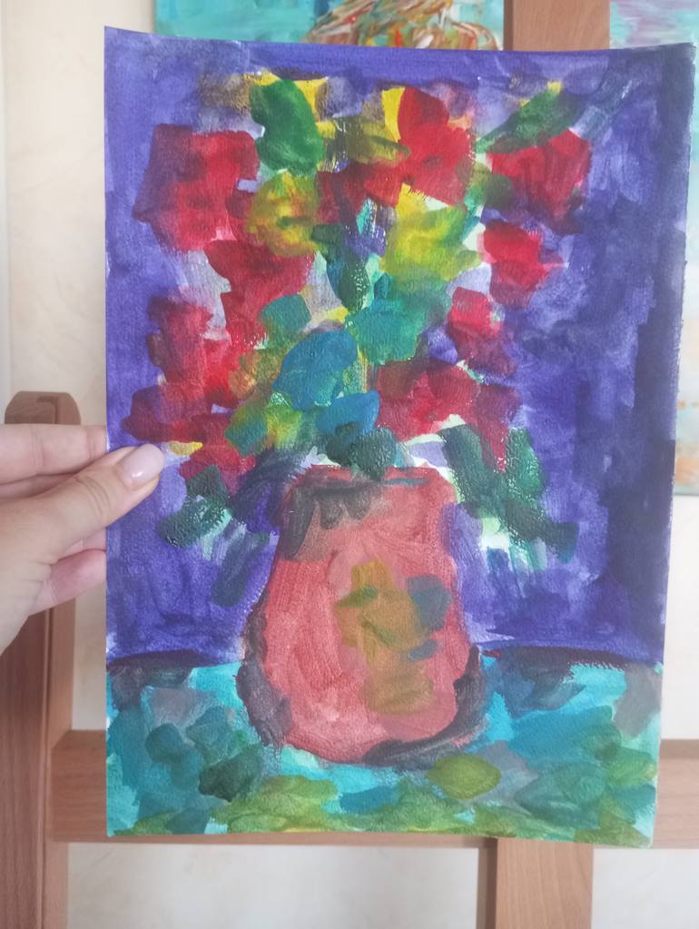 Original Expressionism Floral Painting by Natalya Mougenot