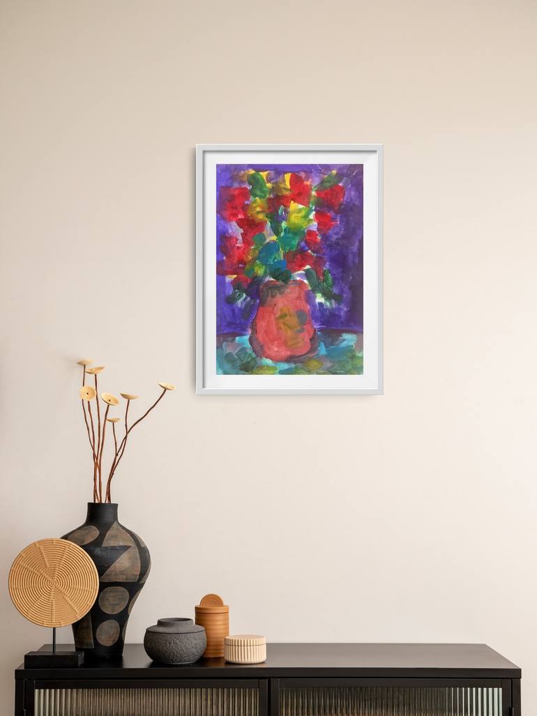Original Expressionism Floral Painting by Natalya Mougenot