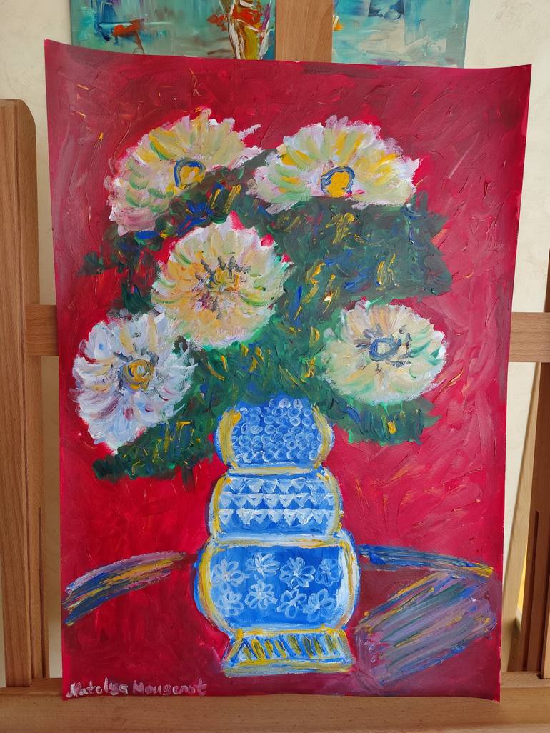 Original Expressionism Floral Painting by Natalya Mougenot