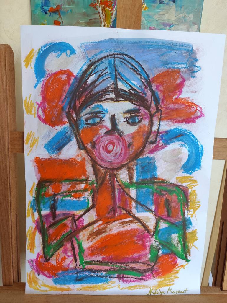 Original Abstract Expressionism Children Painting by Natalya Mougenot