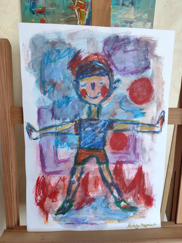 Original Abstract Expressionism Children Painting by Natalya Mougenot