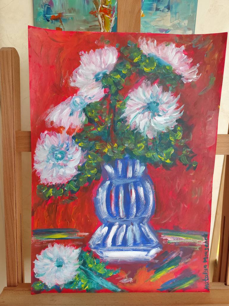 Original Expressionism Floral Painting by Natalya Mougenot