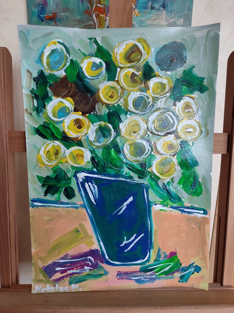 Original Expressionism Floral Painting by Natalya Mougenot