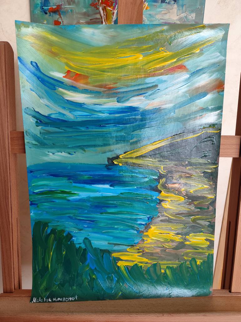 Original Abstract Expressionism Seascape Painting by Natalya Mougenot