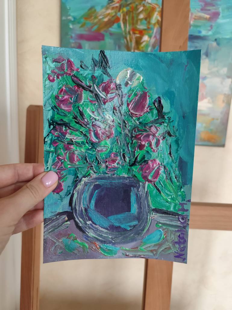 Original Abstract Expressionism Floral Painting by Natalya Mougenot