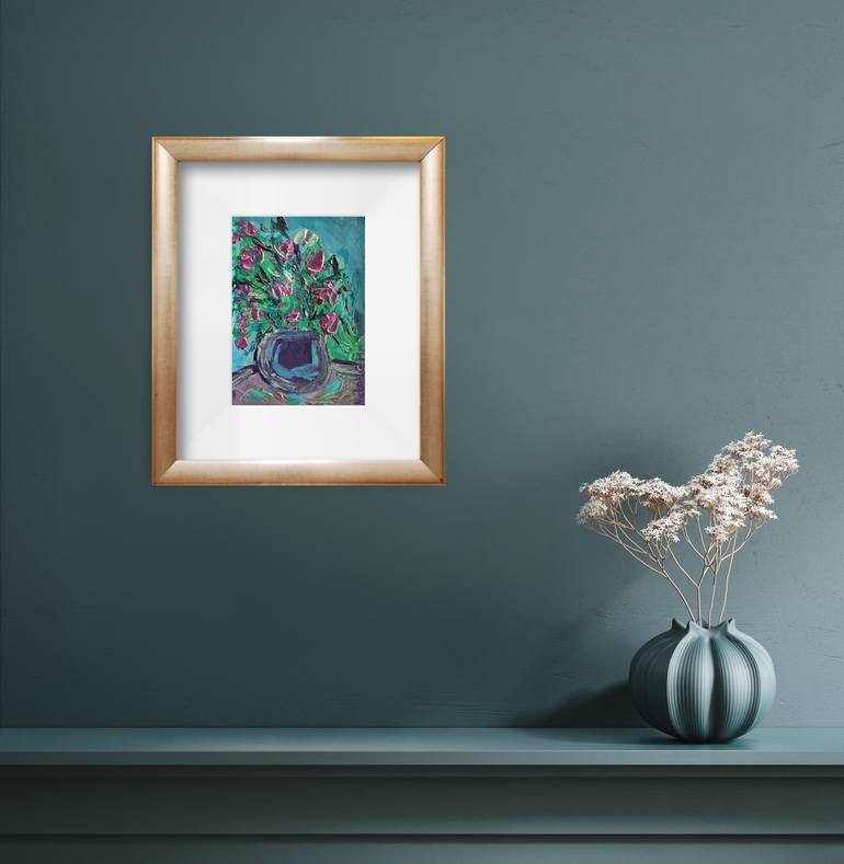 Original Abstract Expressionism Floral Painting by Natalya Mougenot