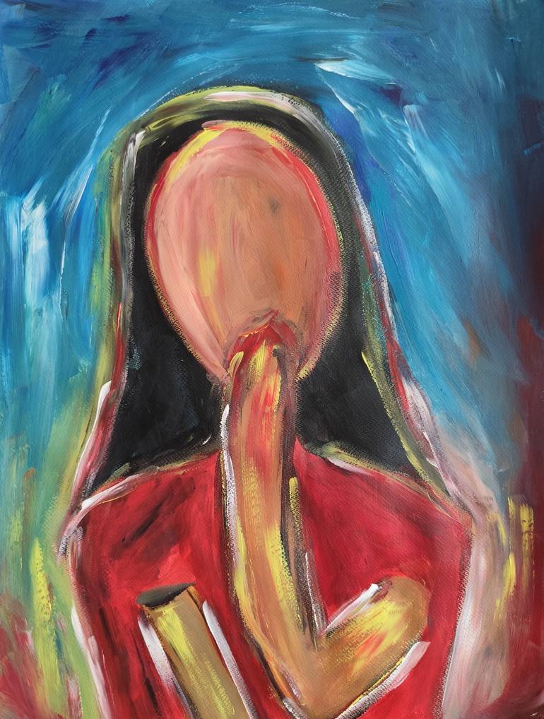 Contemporary abstract woman's portrait " Quiet grace" Original Painting by natalya mougenot