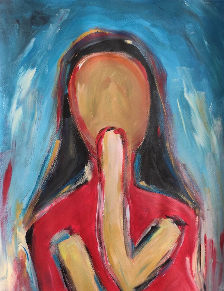 Contemporary abstract woman's portrait "Strength in grace"" Original Painting by natalya mougenot