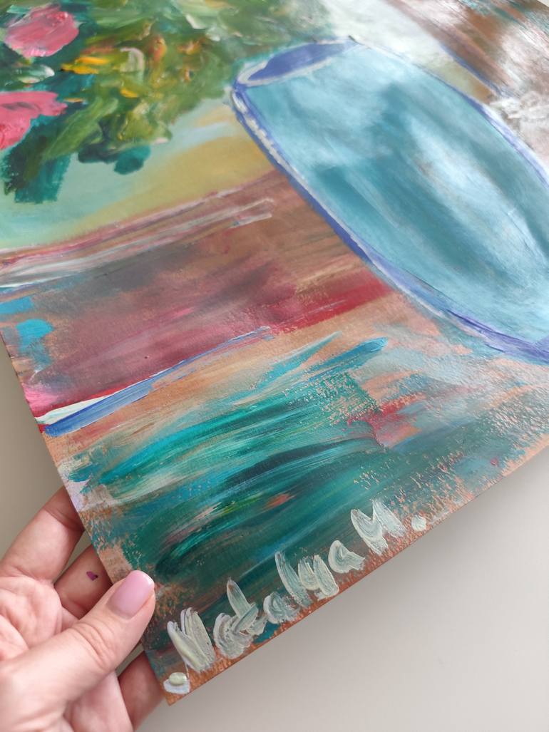 Original Abstract Expressionism Floral Painting by Natalya Mougenot