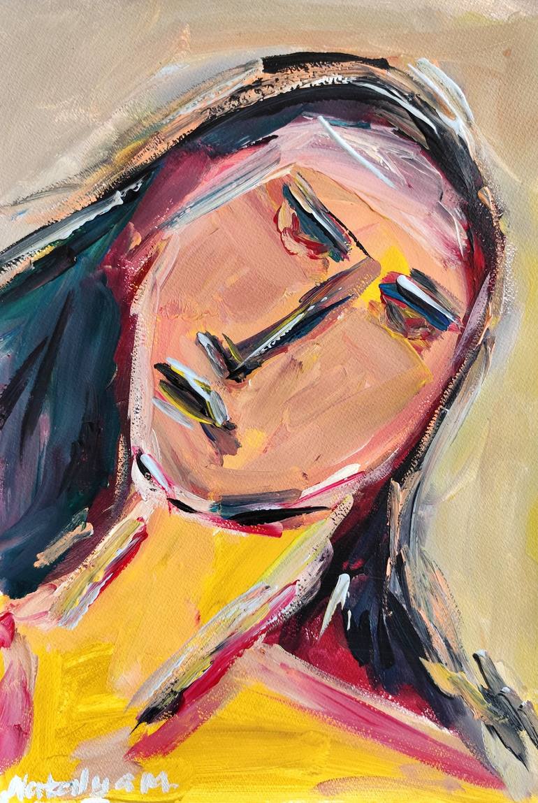 Abstract expressive figurative portrait Inner Dialogue Painting by ...