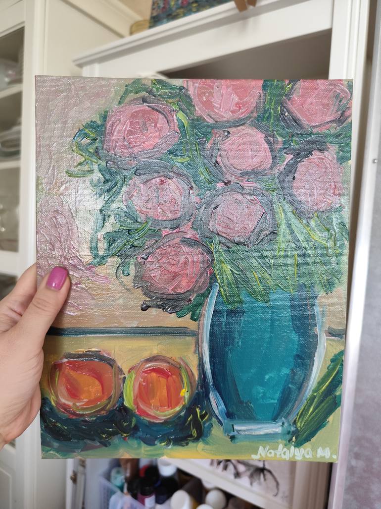 Original Abstract Expressionism Floral Painting by Natalya Mougenot