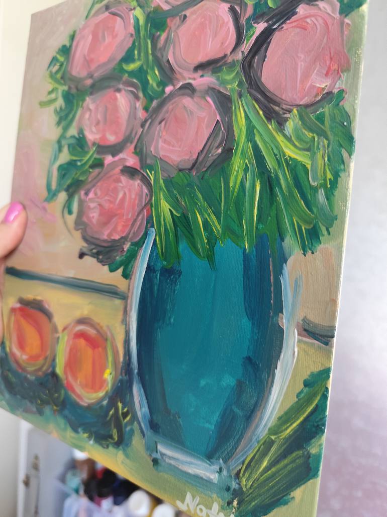Original Abstract Expressionism Floral Painting by Natalya Mougenot