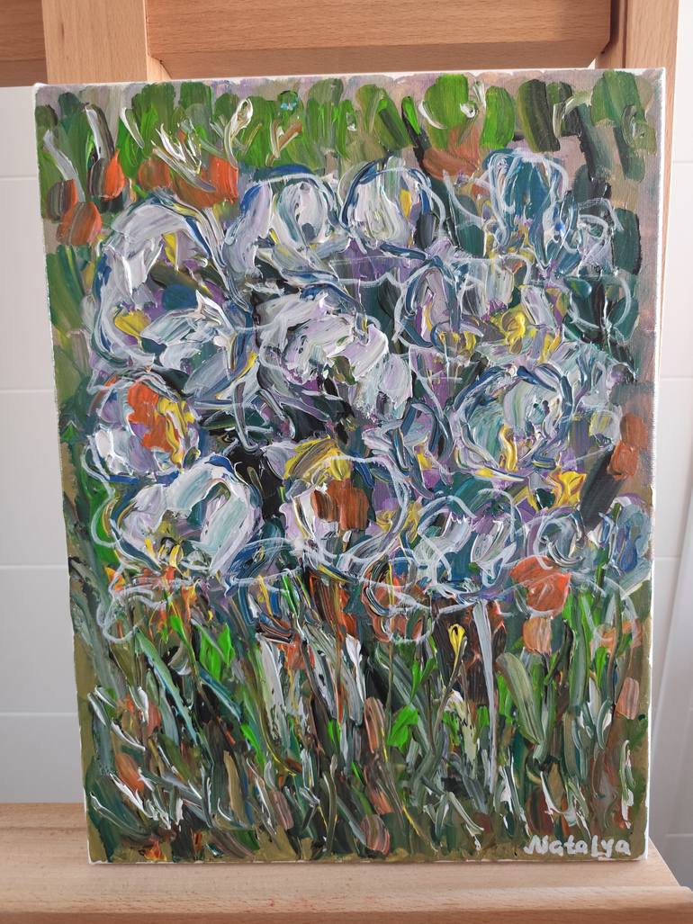 Original Abstract Expressionism Floral Painting by Natalya Mougenot