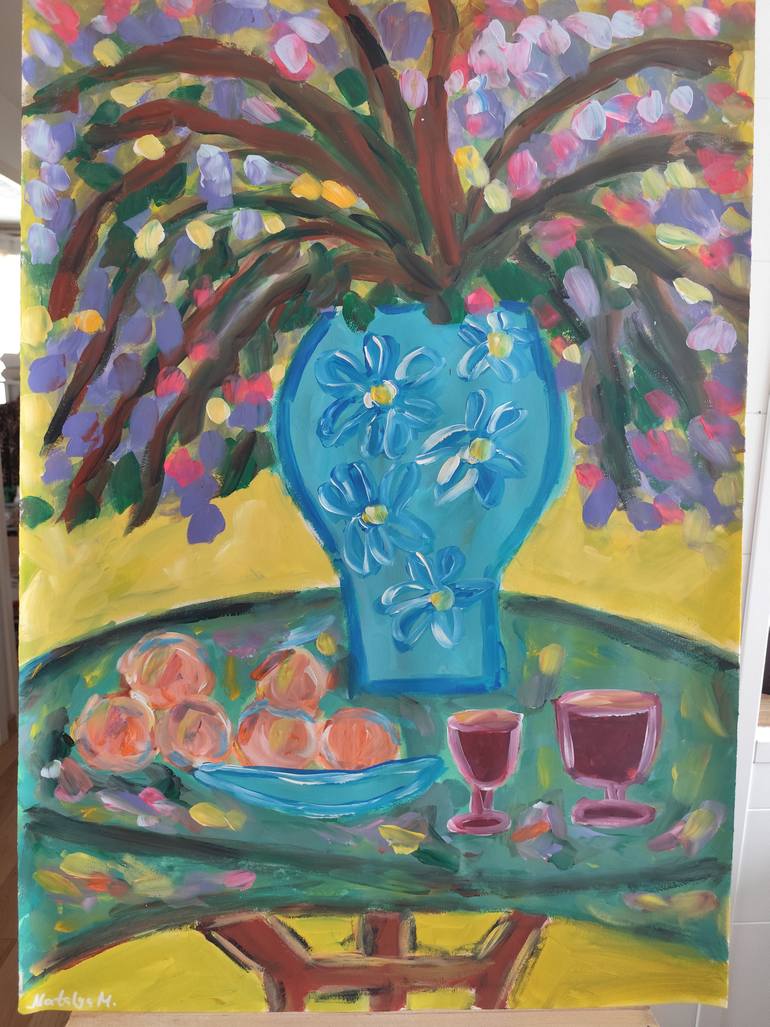 Original Abstract Expressionism Still Life Painting by Natalya Mougenot