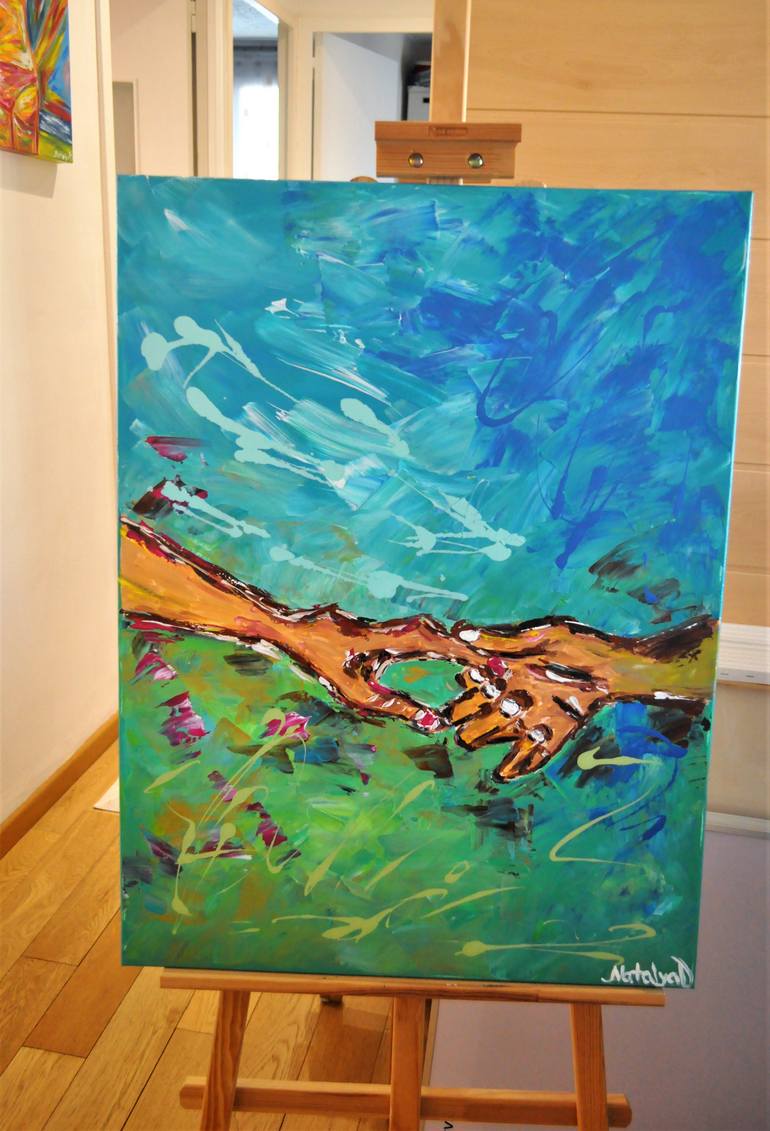 Original Abstract Expressionism Love Painting by Natalya Mougenot