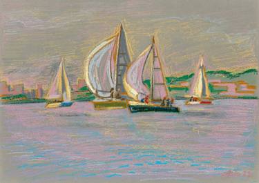 Print of Impressionism Sailboat Paintings by Asia Lipovetckaia