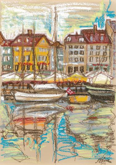 "Nyhavn 1" boats cityview chanel painting thumb