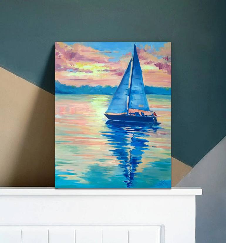 Original Fine Art Seascape Painting by Anastasiia Koziulina